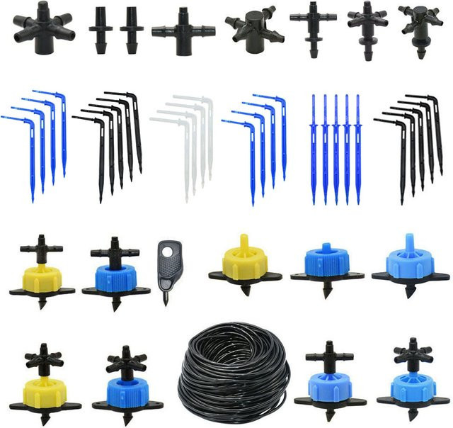 WYZXM Garten Tropfbewässerung Emitter mit 1/8 Zoll 2/4-Wege-Wasserrohrverbinder für 4/7 mm bis 3/5 mm Schläuche - Bild 1