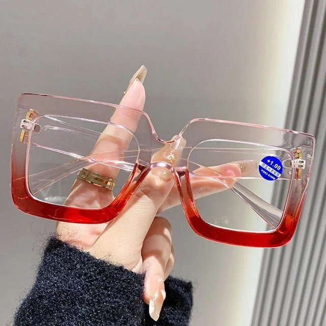 Yiran Health & Beauty Lesebrille, square, Vollrand, transparent, red, Unisex - Bild 1