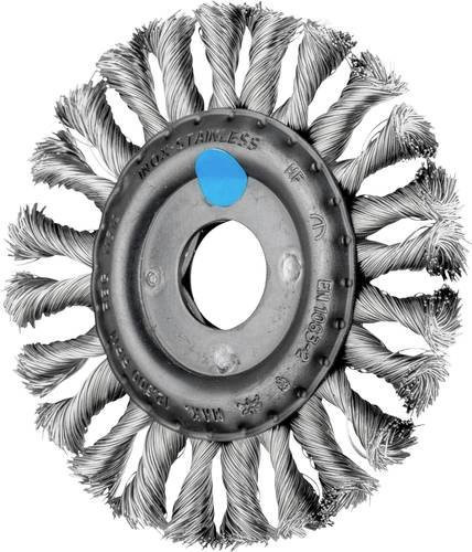 PFERD COMBITWIST Rundbürste RBG gezopft für Winkelschleifer, Edelstahl-Draht Ø 0,35 mm, Durchmesser: 115 mm, Aufnahme: 22,2 mm, Farbe: Blau/Silber, 10er Packung - Bild 1