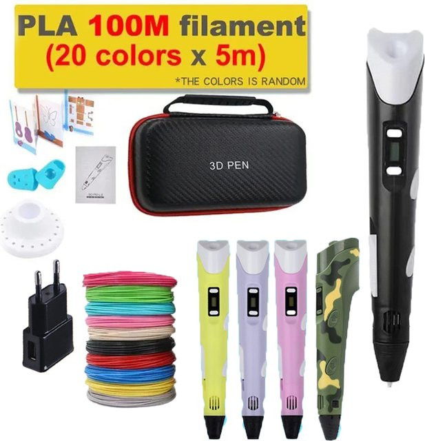 NVPONE 3D-Druckstift, Bunt, mit Aufbewahrungstasche, 100 m PLA-Filament - Bild 1
