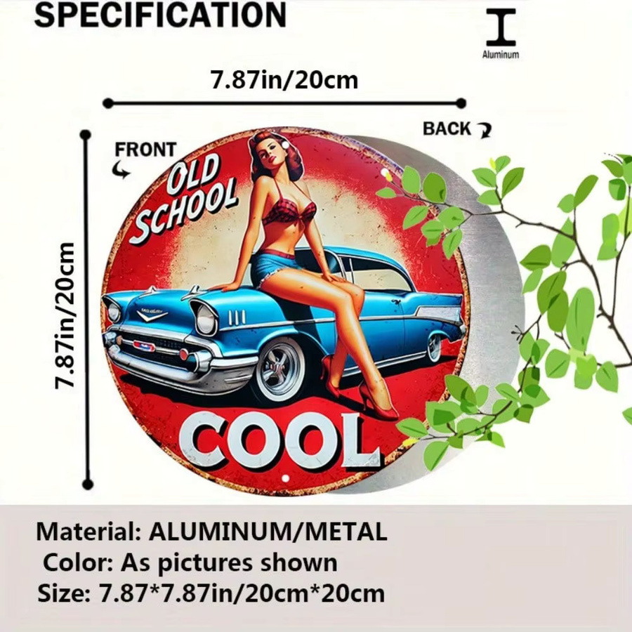 Retro Metallblechschild CIFBUY Pin-Up-Girl Wandkunst in Mehrfarben, Durchmesser: 20,32 cm - Bild 2