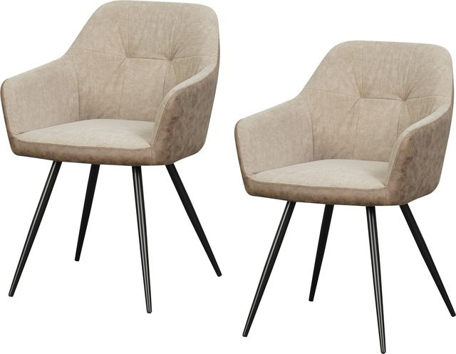 HTI-Living Esszimmerstuhl Joschka 2er Set Retro in Antikbraun und Taupe - Bild 1
