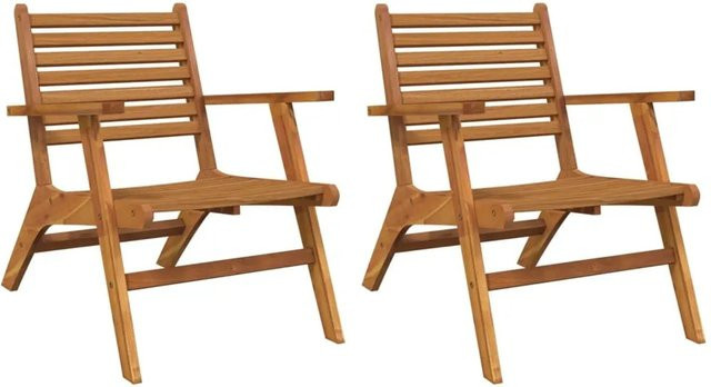 2er Set vidaXL Gartenstühle aus Akazien-Massivholz in Braun mit Armlehnen - Bild 1