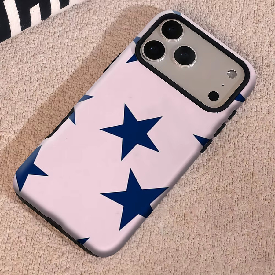 Potdemiel Aegis Schutzhülle mit Magnetfunktion für iPhone 17 16 15 14 Plus 13 Pro Max aus hartem PC in Marineblau mit rosa Sternen - Bild 3