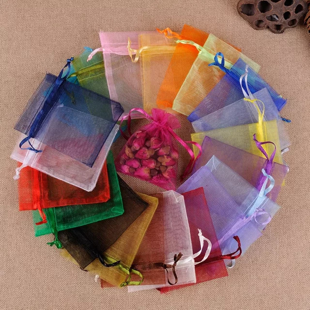 50 Stück Transparente Organza-Geschenktüten mit Kordelzug für Kosmetik und kleine Geschenke, 7 x 9 cm - Bild 1