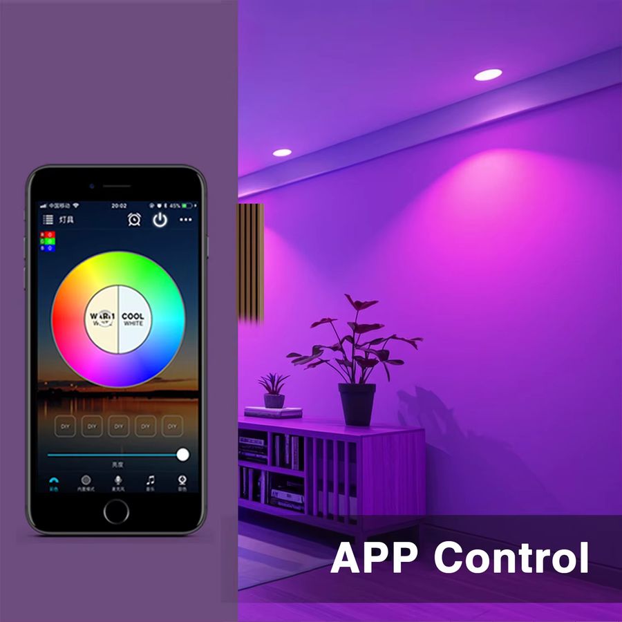 LARZI WiFi Smart LED Einbaustrahler RGB Dimmbar 5W mit Sprachsteuerung für Alexa und Google Home - Bild 3