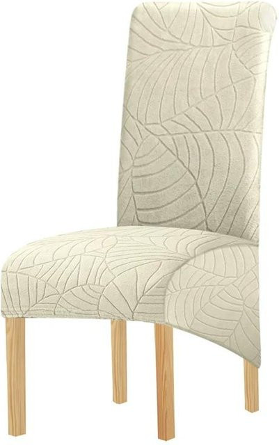 Waschbarer Esszimmerstuhlbezug in Beige, schmutzabweisender und elastischer Stuhlüberwurf für Zuhause und Hotels - Bild 1