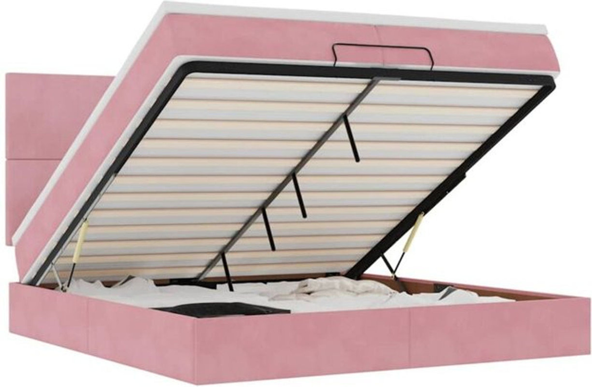Vidaxl Ottoman Polsterbett mit Matratze aus Samt in Rosa, Modernes Design, B/T/H: 200 x 200 x 128 cm - Bild 1