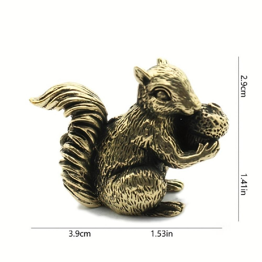 Antikes Eichhörnchen-Ornament aus Messing und Kupfer in Gold von Yiran Furniture als Schreibtischdekoration und Räucherstäbchenhalter - Bild 2