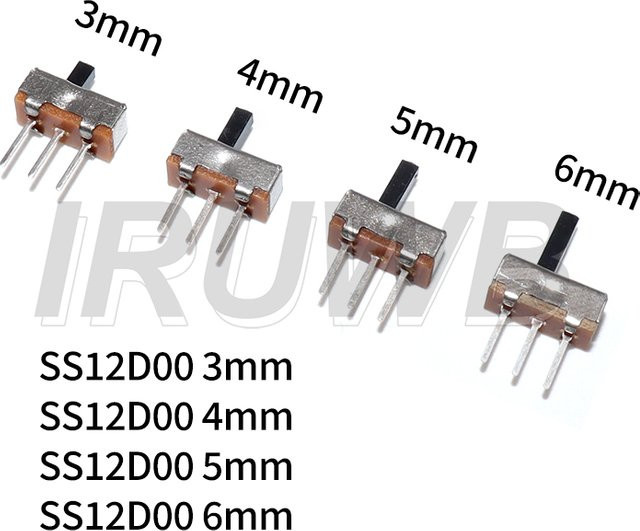 20 Stück IRUWB Mini Schiebeschalter SS12D00 3-Pin 1P2T 2-Position in Silber - Bild 1