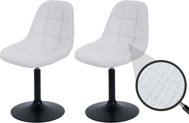2er-Set MCW Esszimmerstuhl A60 Drehstuhl mit Stahlgestell und Chenille-Stoff in Creme/Beige - Bild 1