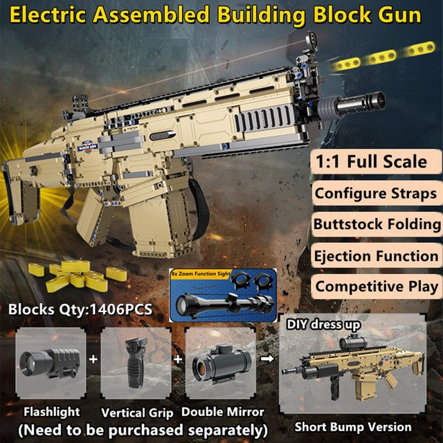 Tccicadas Electric Burst Baustein Pistole, mit Auswurf Funktion, 1406 Teile - Bild 1