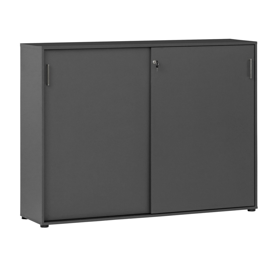 Schildmeyer Aktenschrank Serie 1500 Anthrazit mit Schiebetüren und Schloss B/T/H: 119,3 x 41,0 x 160,2 cm - Bild 2