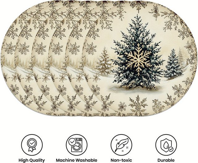 VIKAMA 6-teiliges Tischset Set mit Weihnachts- und Wintermotiv für deine Tischdekoration - Bild 1