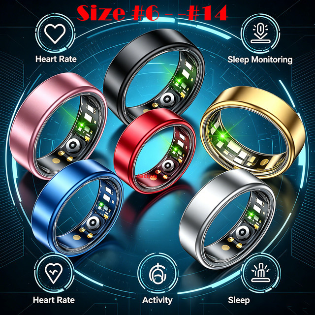 Ola Esporte Smart Ring für Damen und Herren in Pink mit Herzfrequenz- und Blutdruckmessung sowie Wasserdichtigkeit - Bild 1