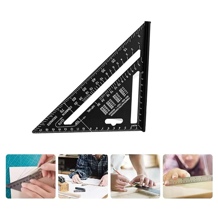 Präzises 7-Zoll-Dreieckslineal aus schwarzer Aluminiumlegierung als quadratischer Winkelmesser für Ingenieure und Zimmerleute - Bild 6
