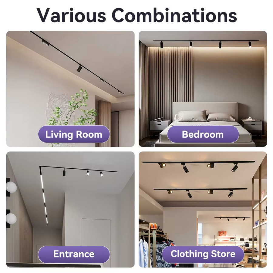 CANMEIJIA LED Track Schienensystem mit Tricolor Memory Funktion, schwarzer Zylinder-Deckenstrahler aus Aluminium für Bekleidungsgeschäfte und moderne Dekoration - Bild 5