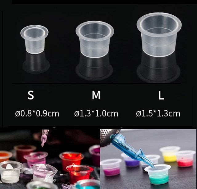 JUN.M Einweg Tattoo Ink Cups, 100 Stück, Kunststoff, S/M/L - Bild 1