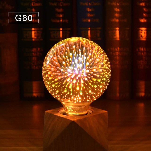 MALITAI LED Edison-Lampe mit 3D-Feuerwerk-Effekt, E27 Vintage Filament-Leuchtmittel, warmweiß, Glas - Bild 1