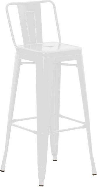 DELUKE Barhocker LEKEL Barstuhl aus Metall in Weiß mit Lehne im Industrial-Stil B/T/H: 44 x 43 x 96 cm - Bild 1
