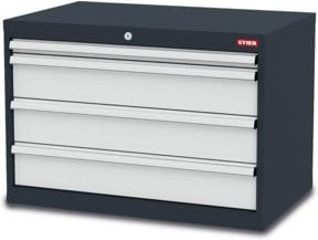 STIER Schubladenschrank aus Stahl mit 4 Schubladen, Anthrazit, B/T/H: 90,0 x 57,5 x 62,0 cm - Bild 1