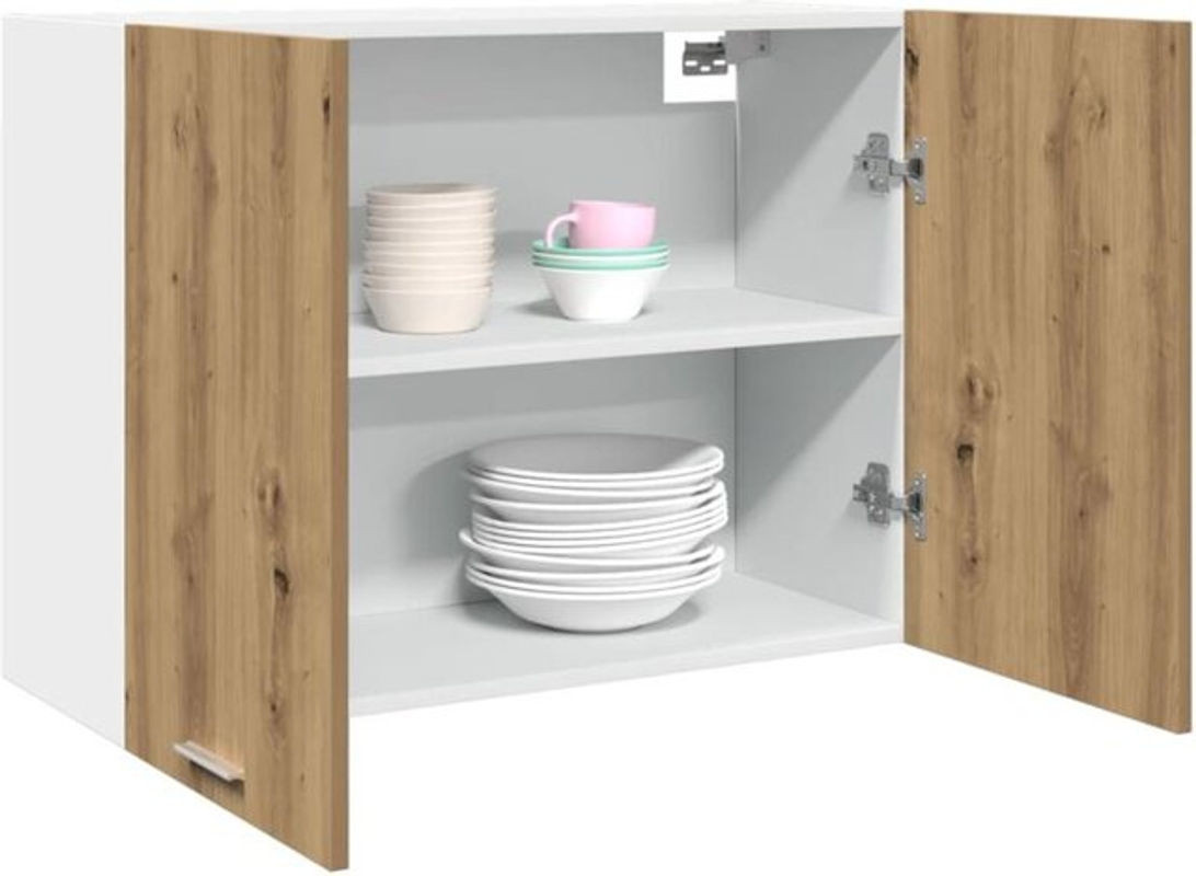 Vidaxl Hängeschrank Modern in Eiche Natur und Beige aus Holzwerkstoff mit Drehtüren B/T/H: 80 x 31 x 60 cm - Bild 1