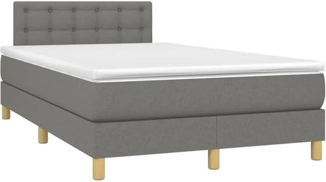 vidaXL Boxspringbett Hybrid mit Matratze und LED-Unterbettbeleuchtung sowie USB-Ladeport, Dunkelgrau, B: 120 cm, T: 200 cm, H: 78 cm - Bild 1
