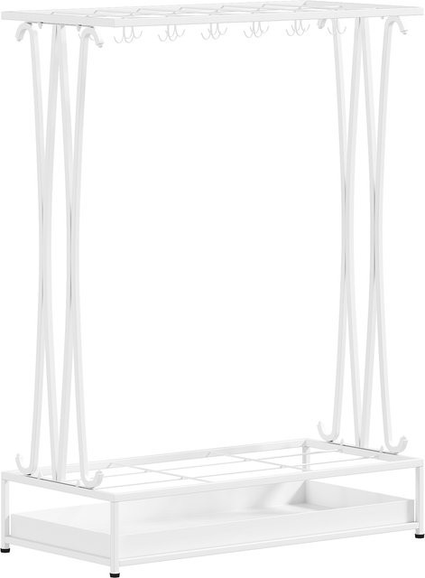 HOMCOM Regenschirmständer aus Stahl in Weiß mit 24 Haken, 21 Löchern und herausnehmbarer Wasserauffangschale für Regenschirme und Gehstöcke, B/T/H: 50 x 24 x 68 cm - Bild 1