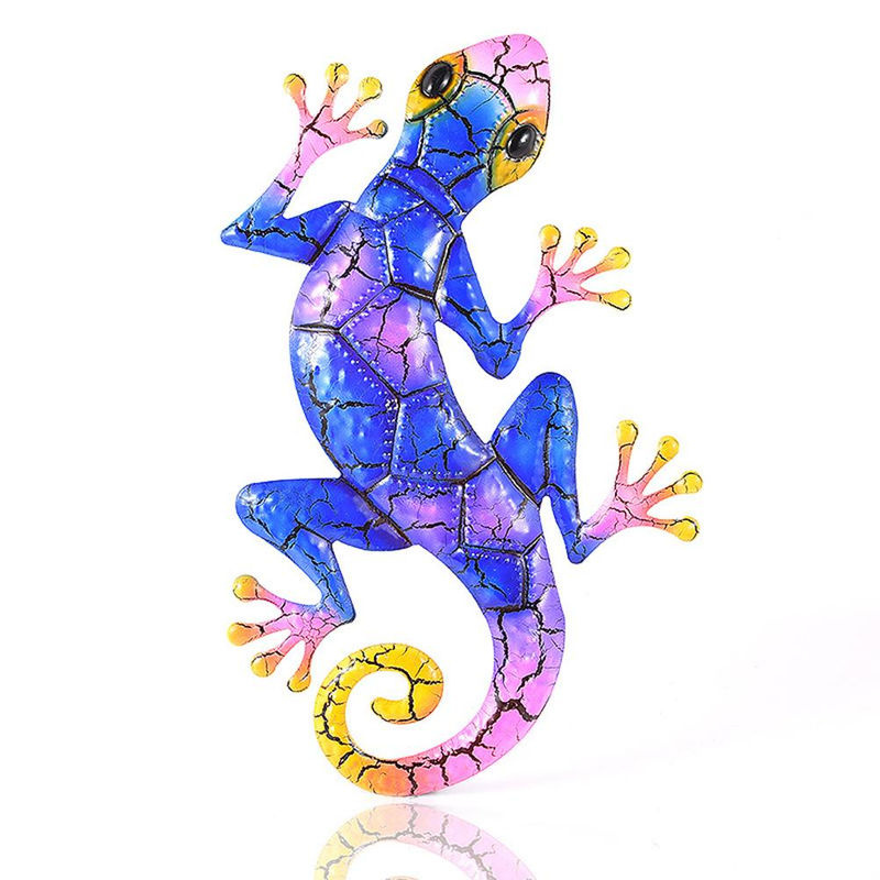 CosyHome 3er-Set Metall-Gekko Wandkunst bunte Tier-Skulpturen zur Wanddekoration für Innen und Außen - Bild 3