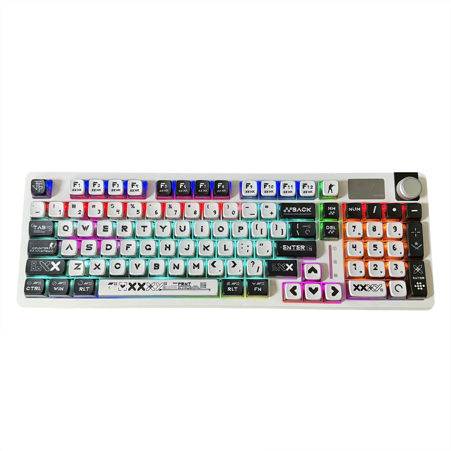 CHUBAN Pudding Tastenkappen Set mit Doomsday-Druck und 4-seitig durchscheinendem Obermuster für mechanische Tastaturen, Multicolor, kompatibel mit 60 %, 75 %, TKL, 96 % und 100 % Layouts - Bild 5