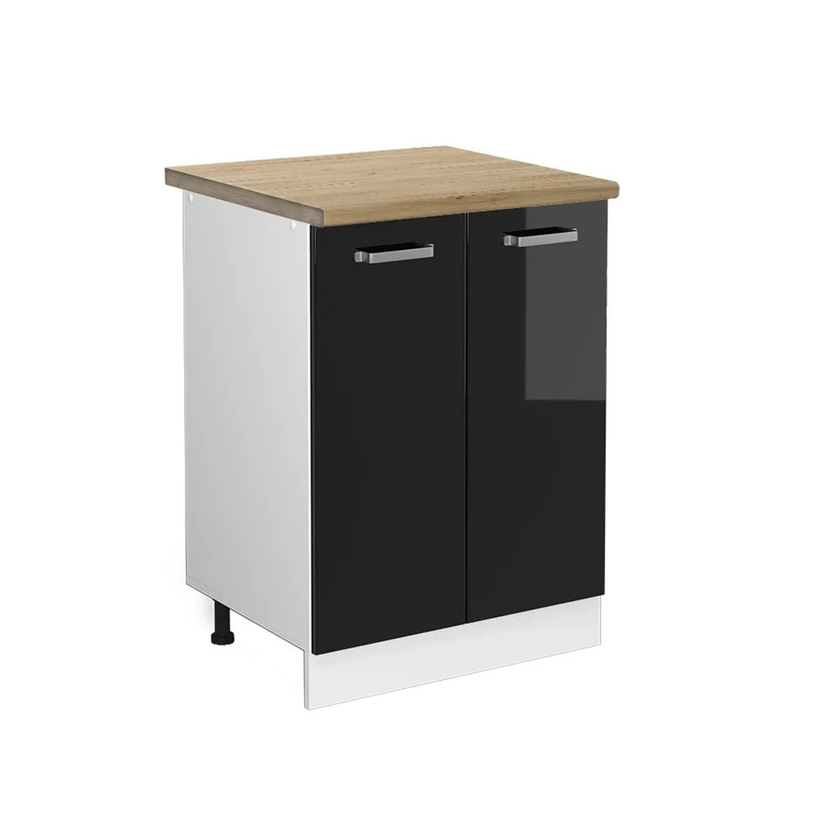 Vicco Küchenunterschrank R-Line in Schwarz Hochglanz und Weiß mit Eiche Optik, B/T/H: 60 x 60 x 81,6 cm - Bild 2