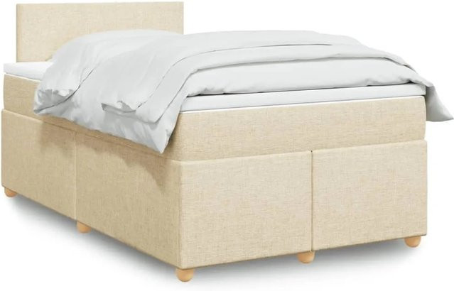 vidaXL Boxspringbett Hybrid mit Matratze und USB-Ladeport in Creme, B/T: 120 x 200 cm - Bild 1