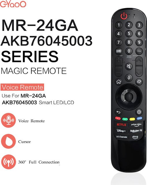EYAOO Magic Voice MR24GA Fernbedienung mit Zeiger in Schwarz, kompatibel mit LG OLED42C4AUA und OLED48B4AUA Serien - Bild 1