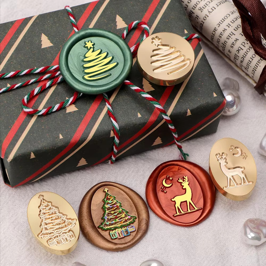 Wachssiegel Stempel mit Weihnachtsbaum und Elch Motiv für DIY Bastelbedarf, Scrapbooking und Dekoration - Bild 2