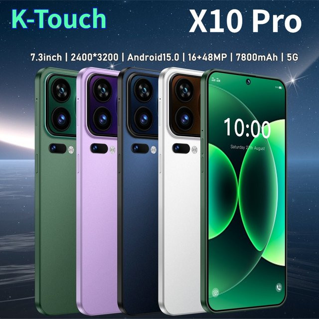 K-Touch X10 Pro Smartphone mit Android 15, 5G, 7,3 Zoll HD Display, 22GB RAM, 2TB Speicher, 7800mAh Akku, Octa-Core Prozessor, 48MP Kamera, Dual-SIM, Schwarz - Bild 1