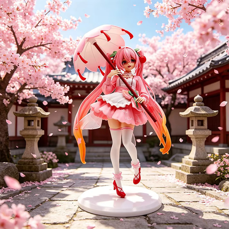 Bandai Anime Hatsune Miku Hands Cherry Umbrella Sweatshirt Actionfigur, Kunststoff - Bild 2