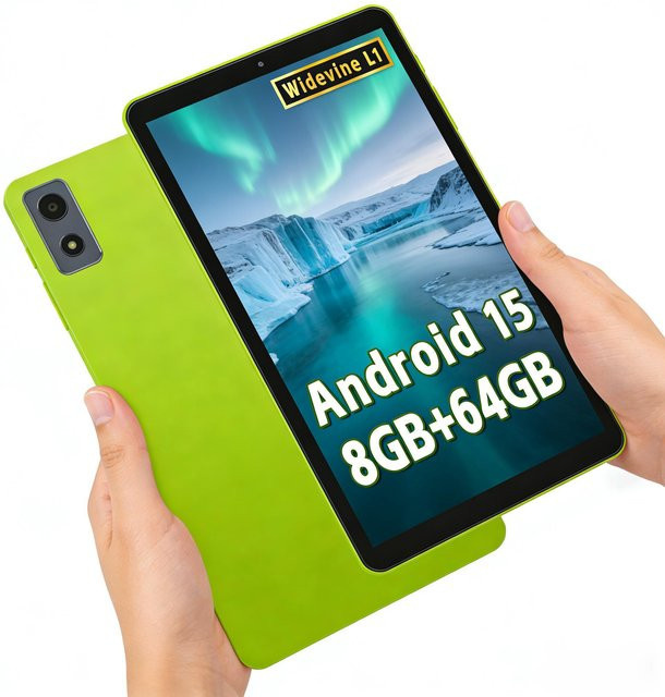 Paitanry Tragbares Tablet Android 15 mit 8,68 Zoll HD-Bildschirm, 8GB RAM, 64GB ROM, 5000mAh Akku und WiFi 6 in Grün - Bild 1