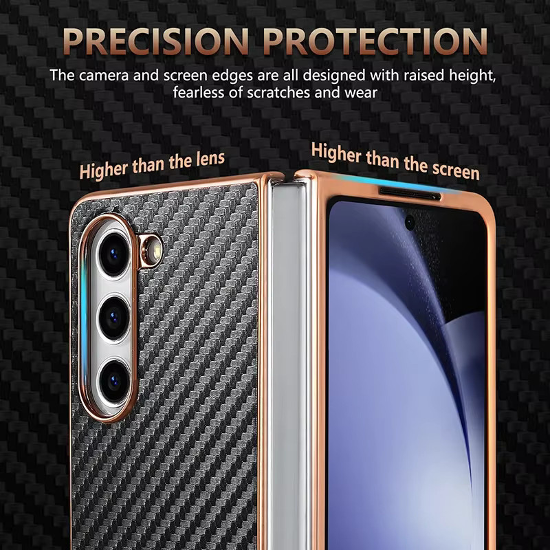 Samsung Galaxy Z Fold Ultra Schutzhülle mit Carbonfaser-Muster und galvanisiertem Rahmen in Schwarz - Bild 2