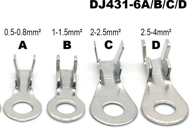 50 Stück DBWLI Kupfer-Ringkabelschuhe M6, nicht isolierte Ringkabelschuhe DJ431 in Silber, 6,2 mm für 0,5–4 mm2 - Bild 1
