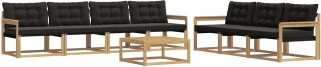 vidaXL Outdoor-Sofagarnitur 8-teilig aus Akazienholz und Textilene in Weiß-Schwarz - Bild 1