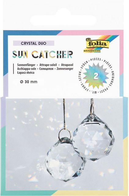 2er-Set Suncatcher Crystals von folia – Transparente Glas-Schmuckanhänger mit Regenbogenmuster und Aufhängung - Bild 1