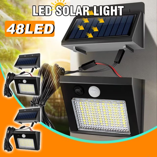 XIWANGFIRE LED Solar-Wandleuchte mit Bewegungssensor, IP65 wasserdicht, Schwarz, Außenbeleuchtung für Garten und Terrasse - Bild 1