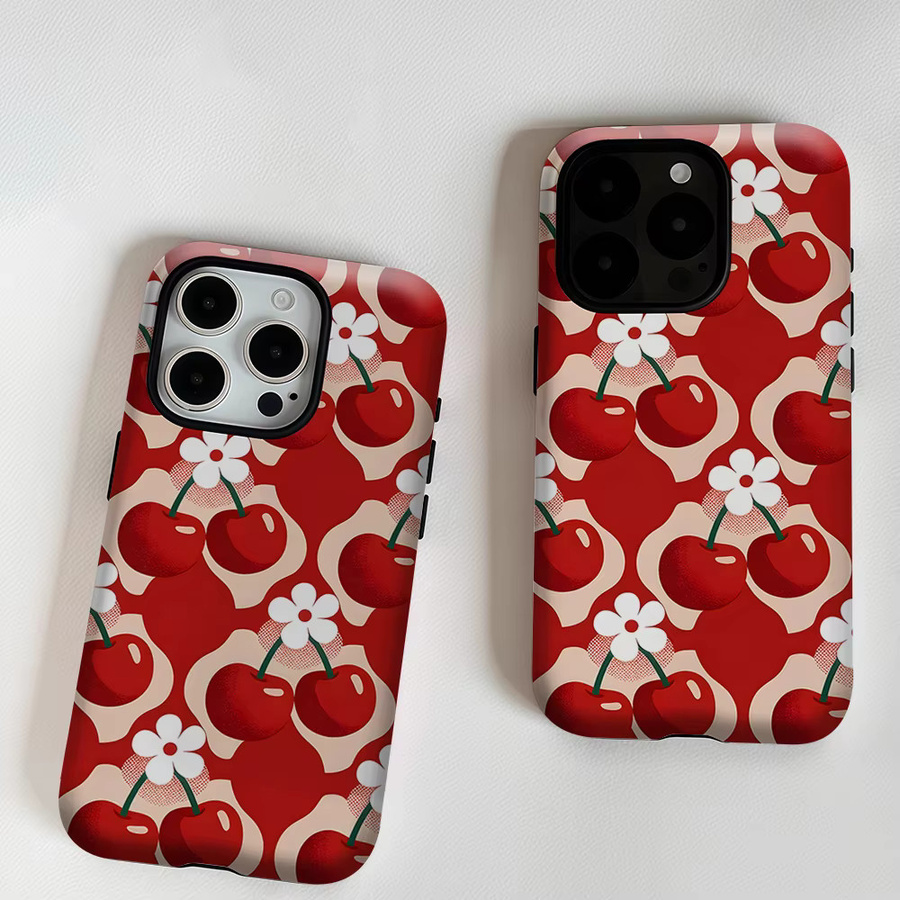 Aurea Case Matte Bumper MagSafe kompatible iPhone Hülle mit rotem Kirschblüten-Design - Bild 5