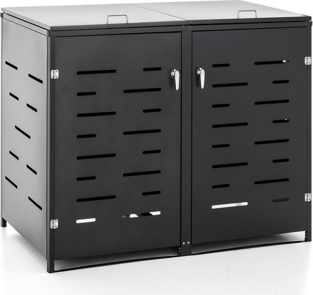 2er Mülltonnenverkleidung aus Edelstahl in Anthrazit, B/T/H: 138 x 115 x 77,5 cm - Bild 1