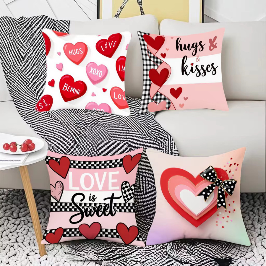 VIKAMA Dekorativer Kissenbezug Liebesbrief Valentinstag in Rosa, B/B/B: 30 x 30 x 30 cm - Bild 2