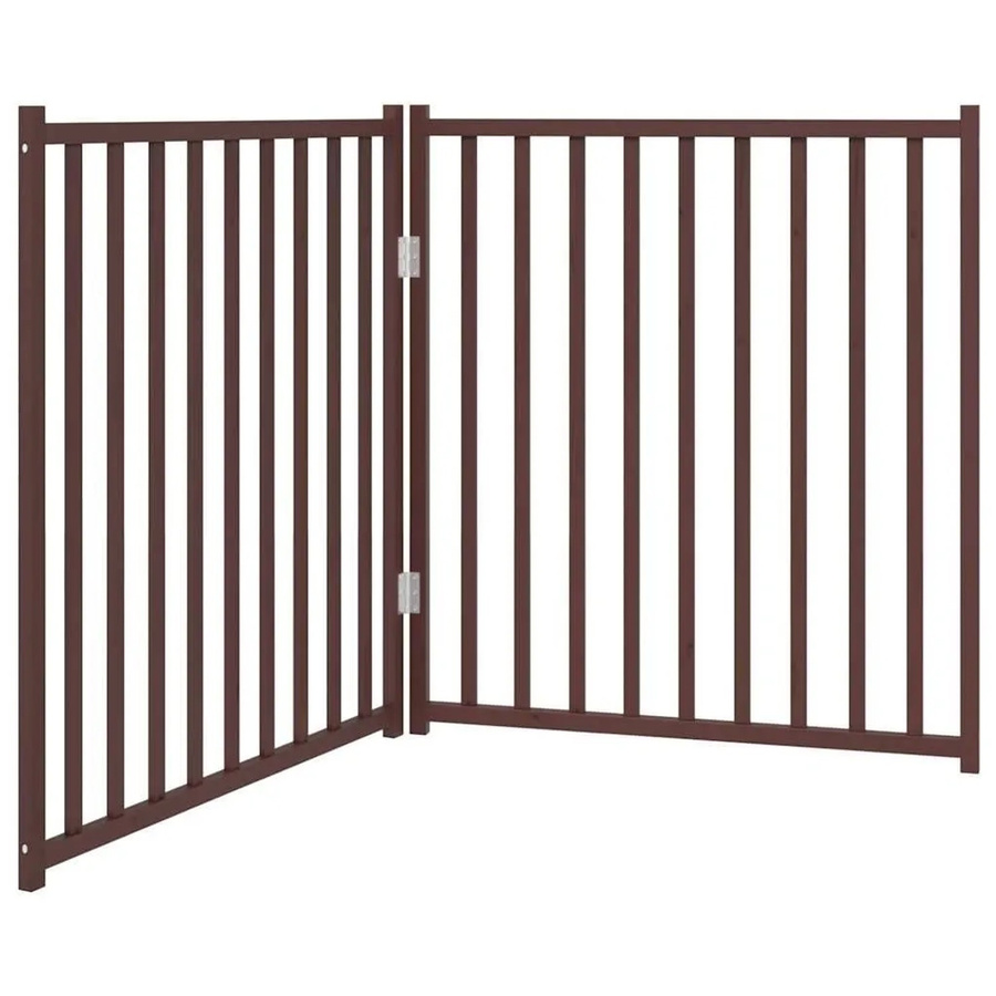 vidaXL Hundetor aus Massivholz Tanne, 2-teilig, faltbar, Farbe Braun Eiche, Höhe: 160 cm - Bild 2