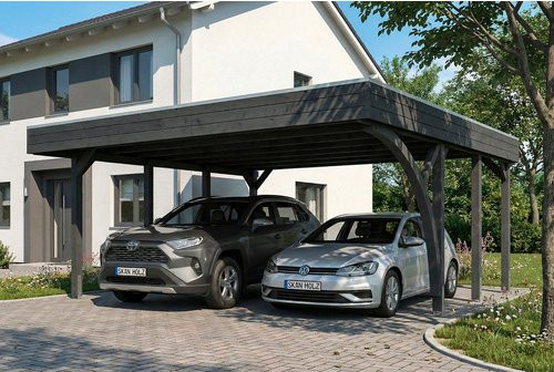 SKANHOLZ Carport Friesland mit Einfahrtsbogen aus Fichte in Schiefergrau B: 546 cm, T: 555 cm - Bild 1