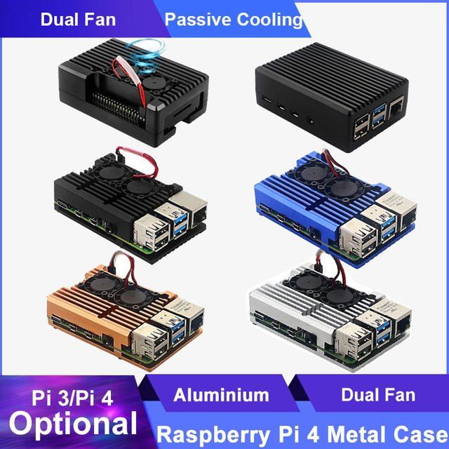 Caturda Aluminiumgehäuse mit Dual-Lüfter für Raspberry Pi 4B und Raspberry Pi 3B Plus 3B - Bild 1