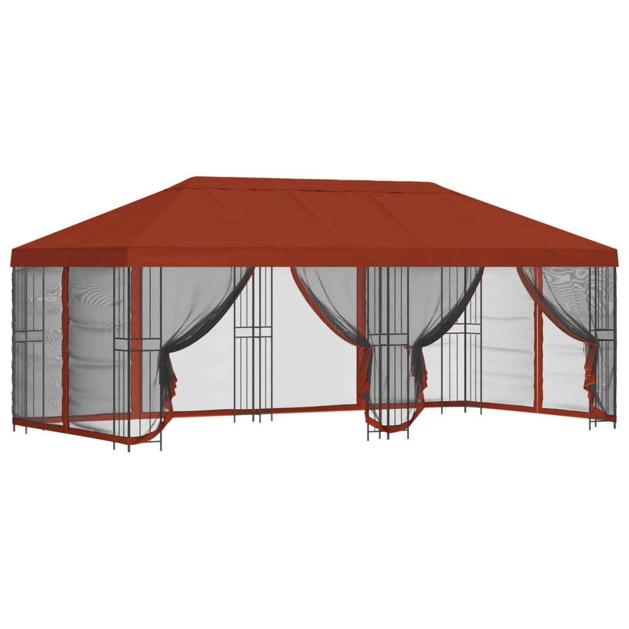 vidaXL Pavillon mit Seitenwänden aus Polyester und Stahl in Terrakotta, B: 600 cm, T: 300 cm, H: 276,5 cm - Bild 2
