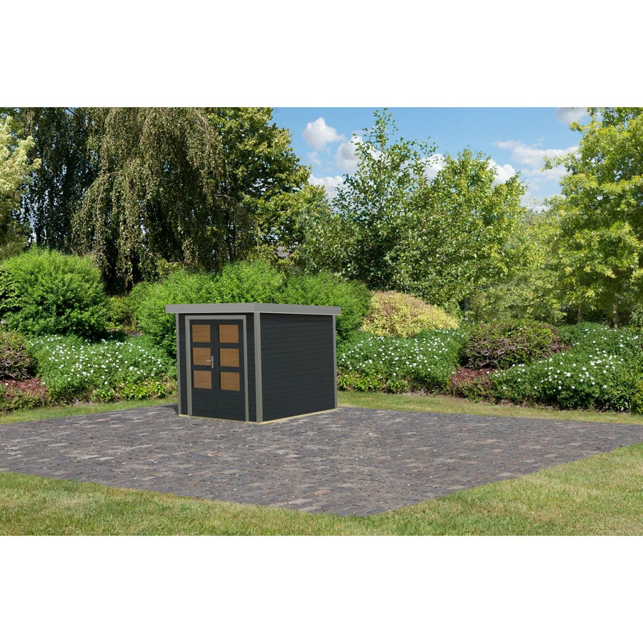 Karibu Gartenhaus Diego C in Anthrazit Grau aus Holz, B/T/H: 208,5 x 209 x 213 cm - Bild 2